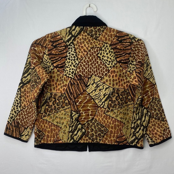 New Direction Womens Medium Large Jacket Button Front Multi Animal Print Brown - Picture 6 of 8